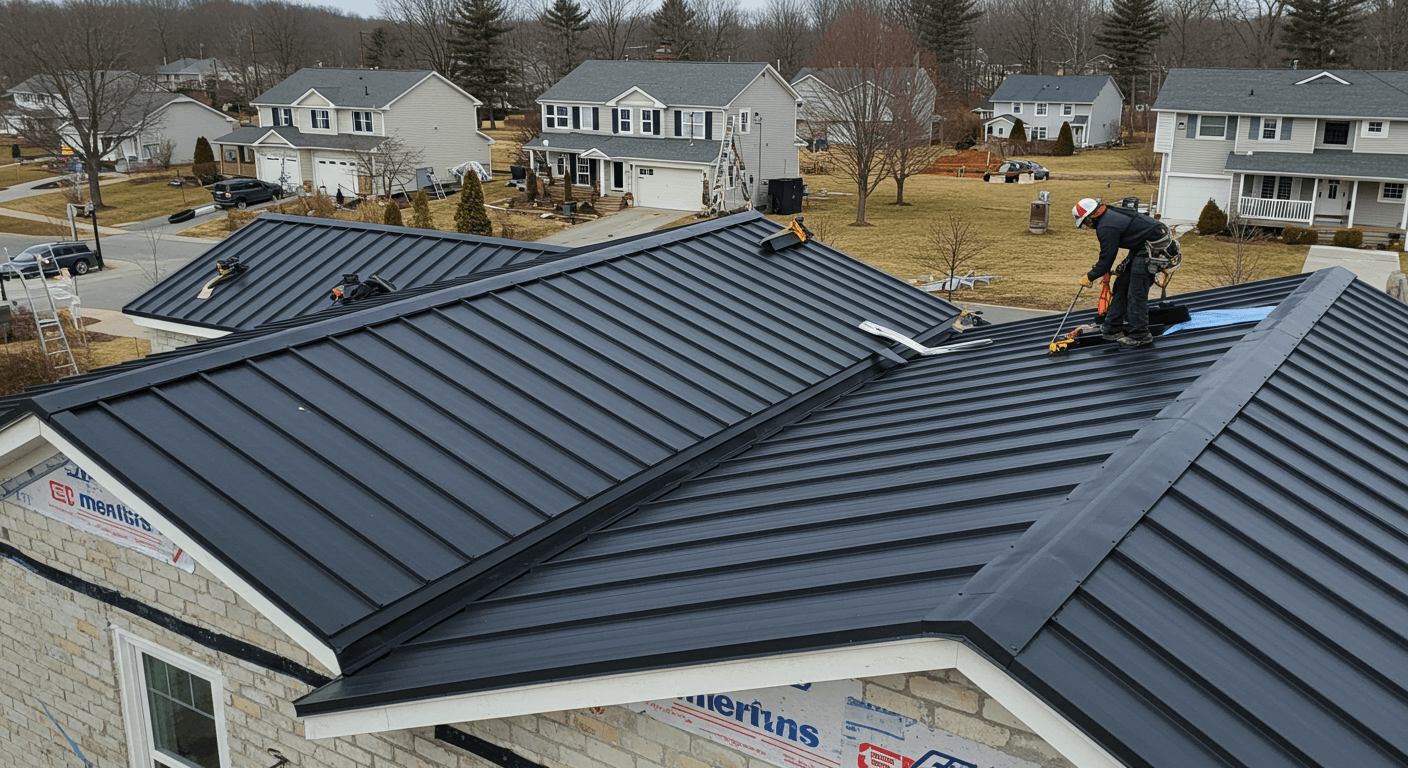 Roofing Contractor Installing Metal Roofing in Sterling